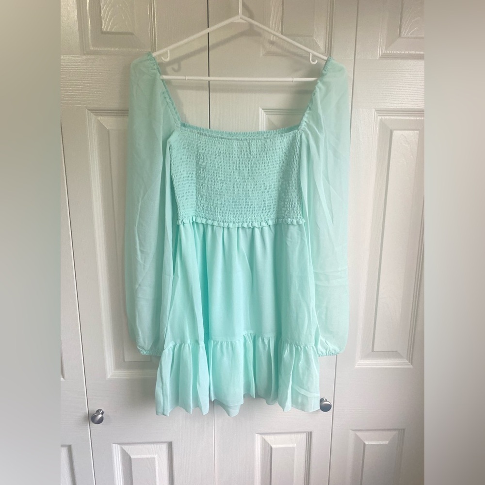 New Aritzia Wilfred Tempest Mini Dress Smocked chiffon mini dress - Picture 8 of 13